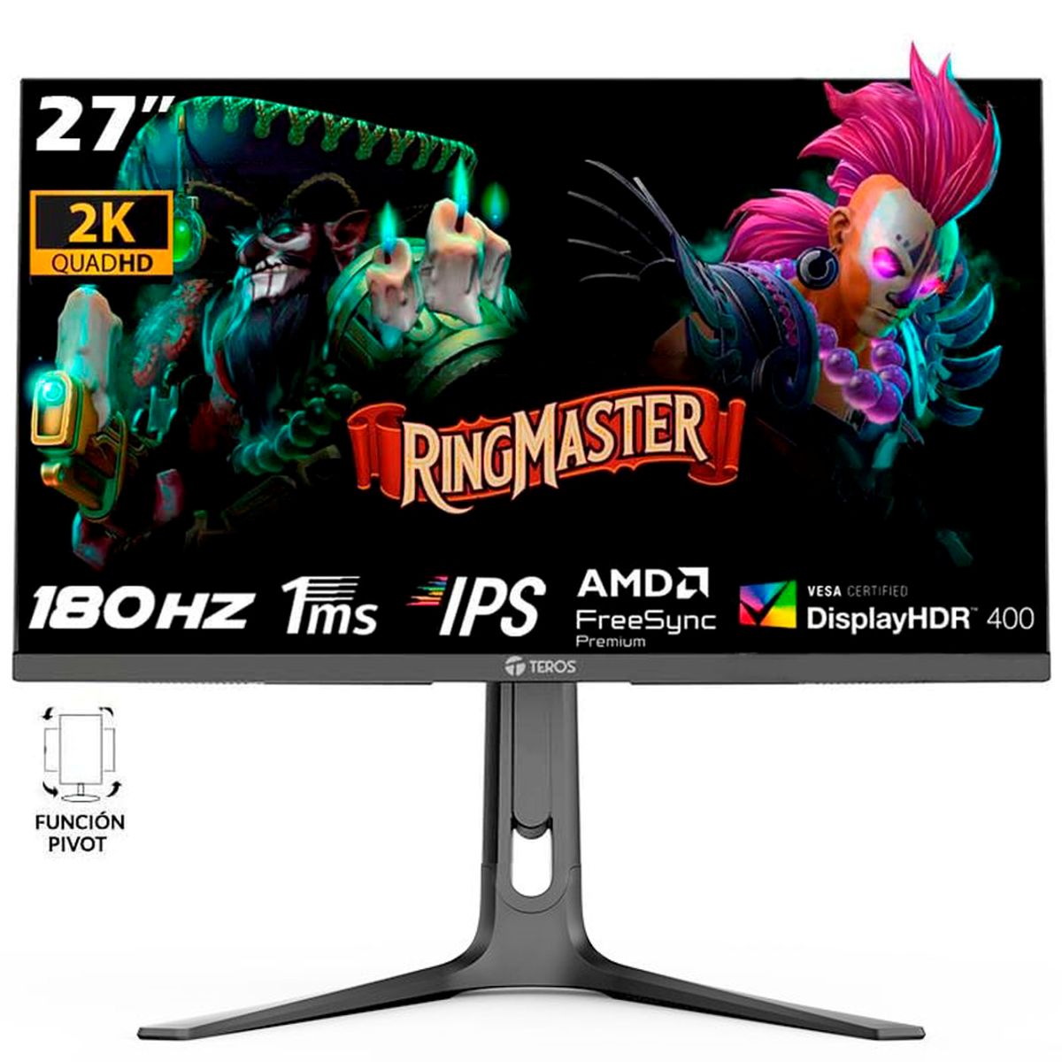 TEROS - Monitor Teros TE-2753G 27 IPS 180Hz 1MS 1440p RGB FREESYNC PIVOTE