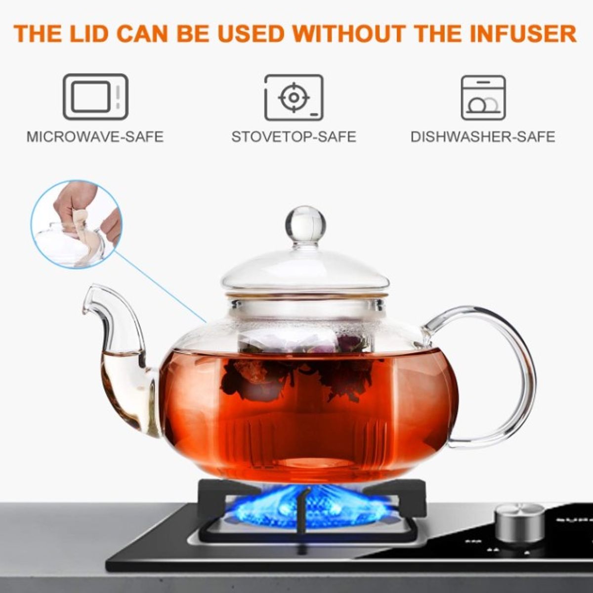 GENERICO - Tetera Vidrio con Filtro Extraíble 1000 ml.