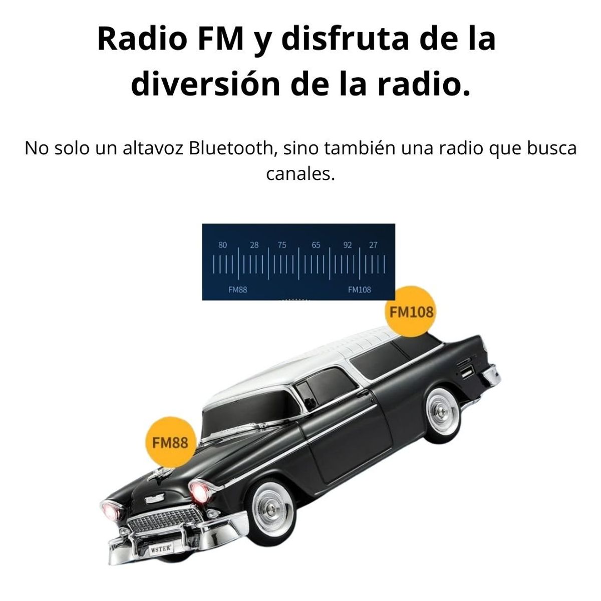 GENERICO - Parlante Portátil Carro Bluetooth USB SD Radio FM WS-1955 - Negro