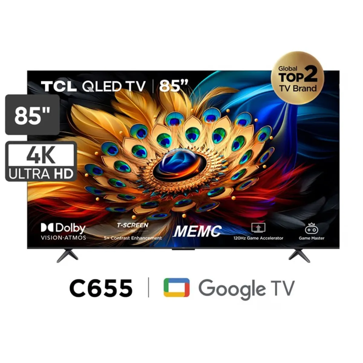 TCL - TELEVISOR SMART TV TCL QLED 85"  GOOGLE TV 85C655