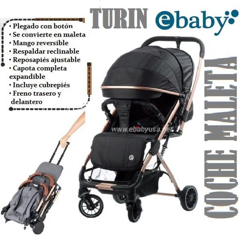 EBABY - Coche Maleta Turin Mango Reversible Negro