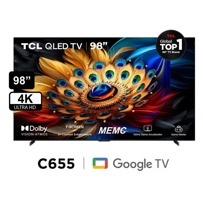 TCL - TELEVISOR TCL  98" BUFFER INCORPORADO SMART TV QLED 98C655 GOOGLE TV