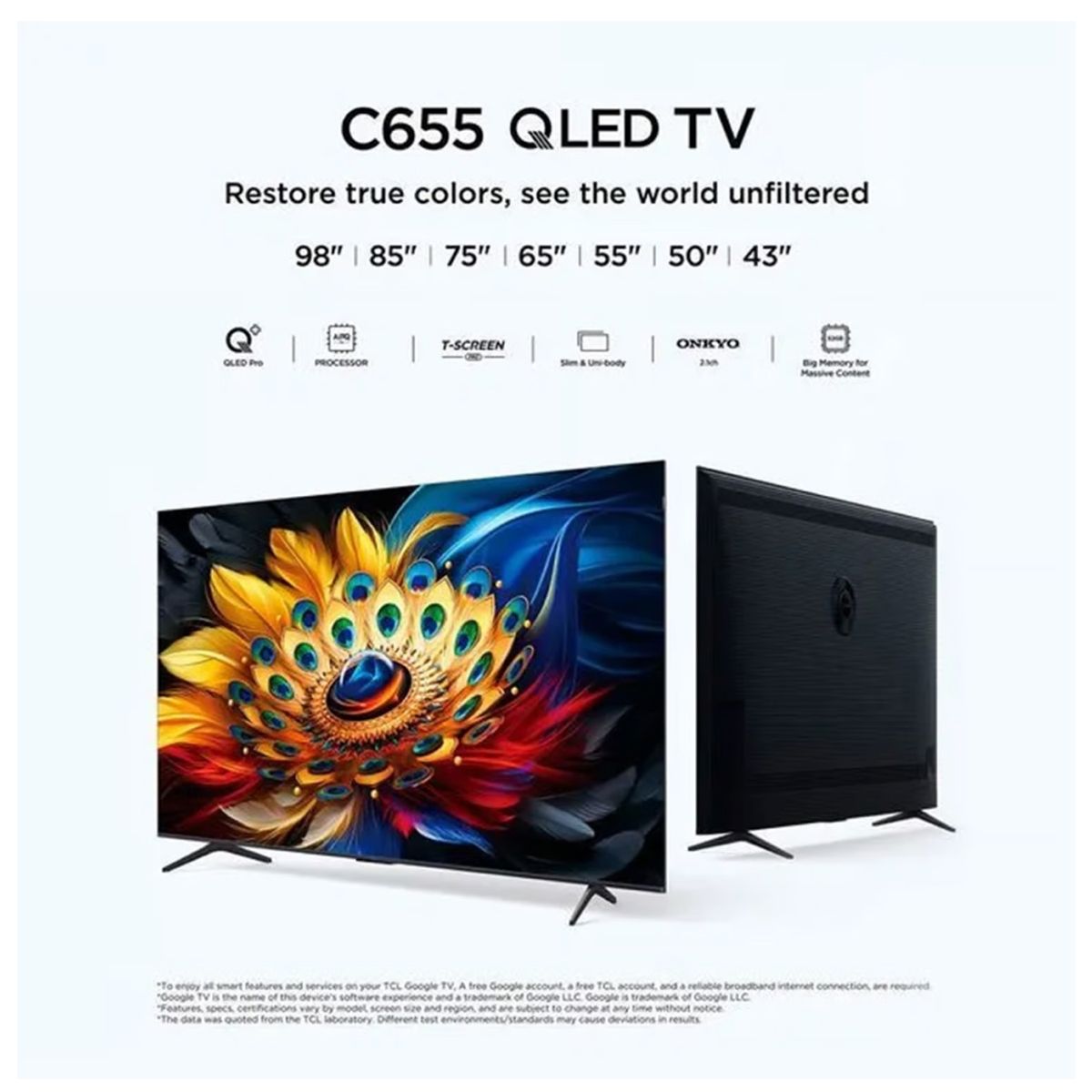 TCL - TELEVISOR TCL  98" BUFFER INCORPORADO SMART TV QLED 98C655 GOOGLE TV