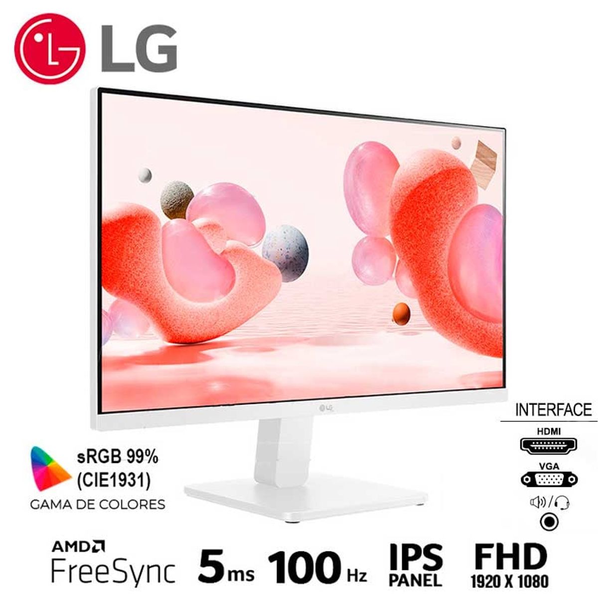 LG - Monitor LG 24MR400-W IPS Full HD 100 Hz 5ms FreeSync