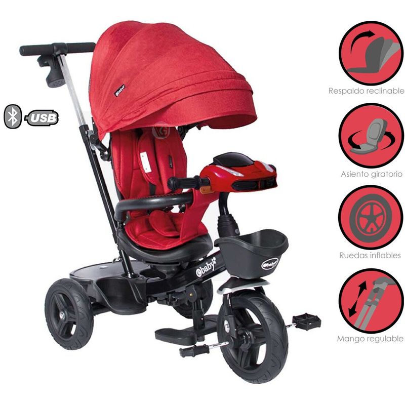 EBABY - Triciclo Guiador ARIA 334 USB Bluetooth Rojo