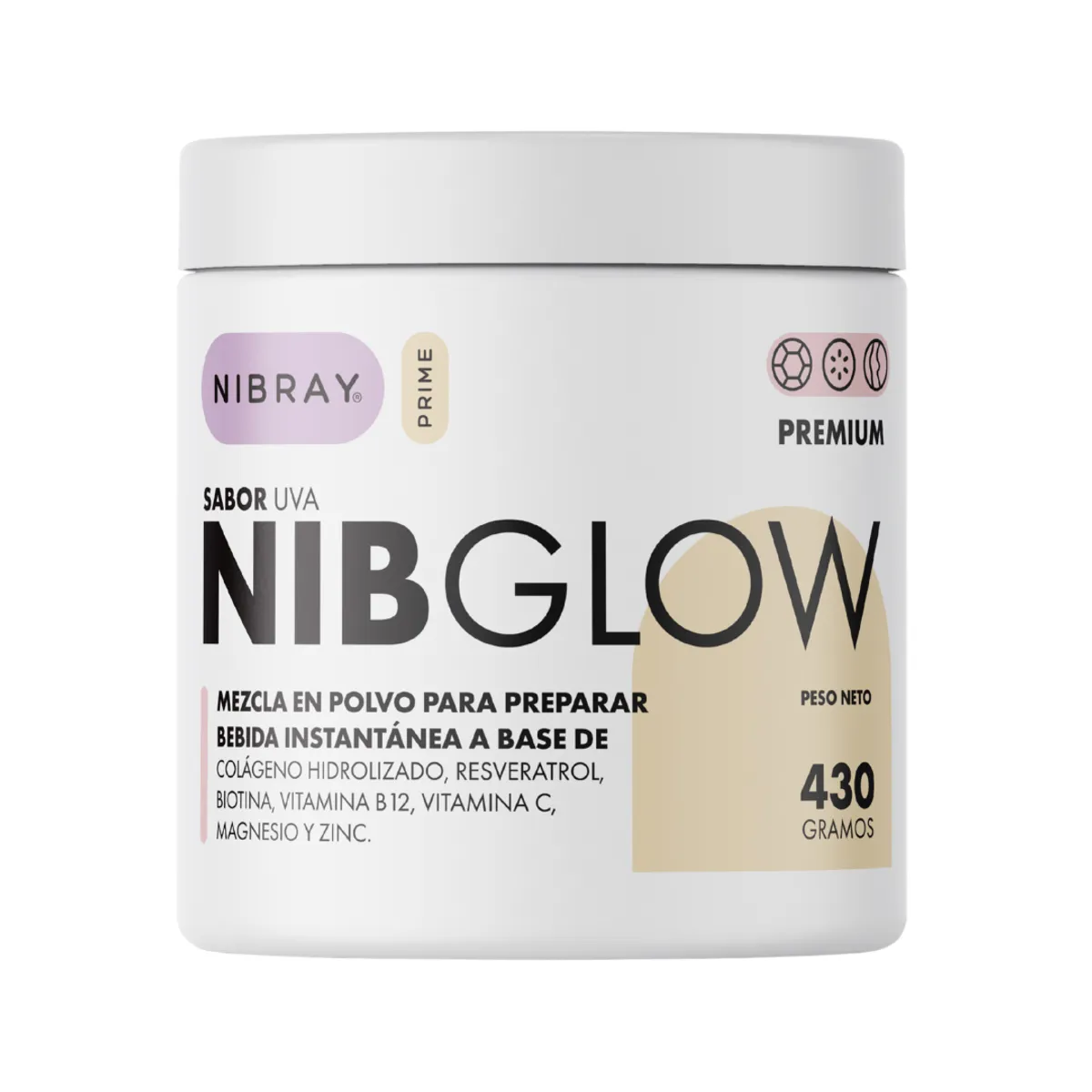 NIBRAY - Colageno con Resveratrol Biotina Zinc 3 Potes NibGlow Premium