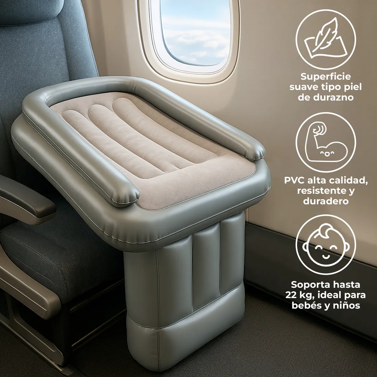 BABYPAL - Cama Inflable para Avión Ajustable Compacta y Portátil