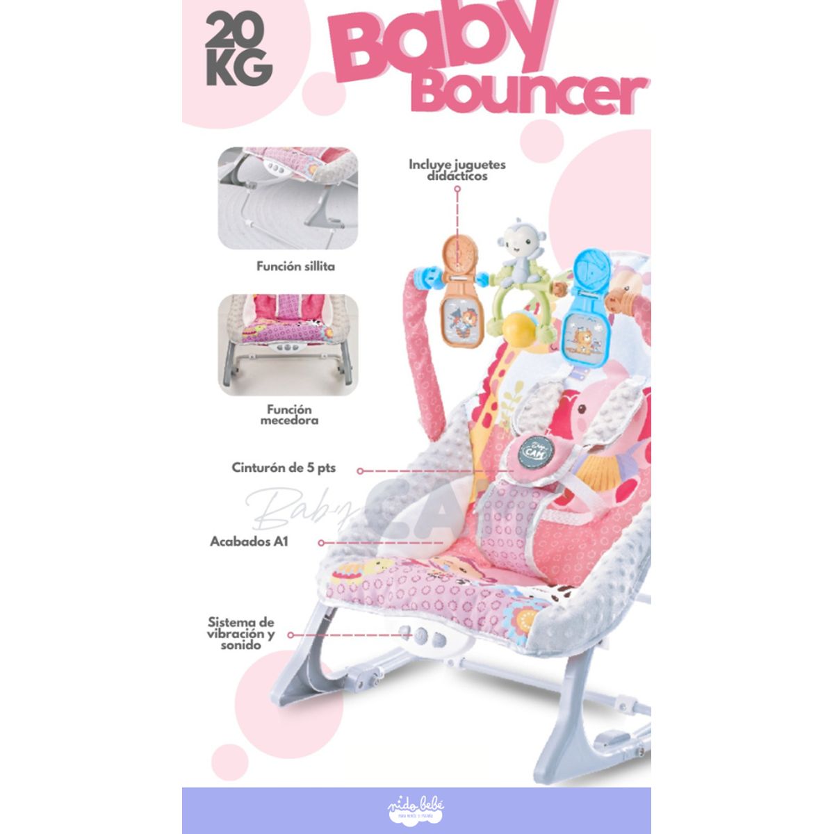 CAM - Silla mecedora de bebe Baby Bouncer Rosada