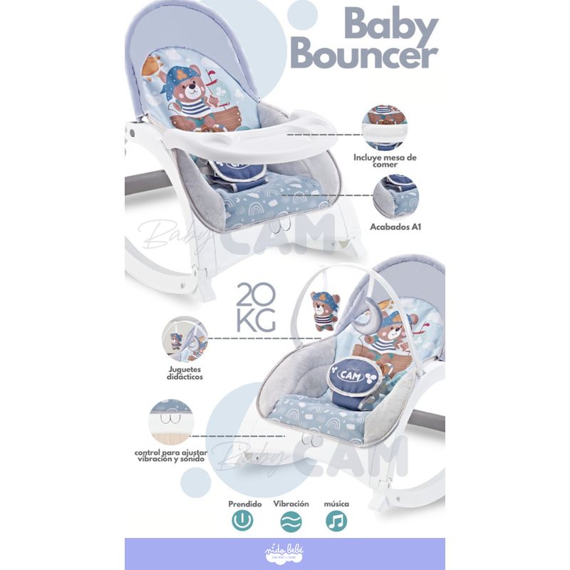 CAM - Silla Mecedora Rocking 5 En 1 Musical Azul