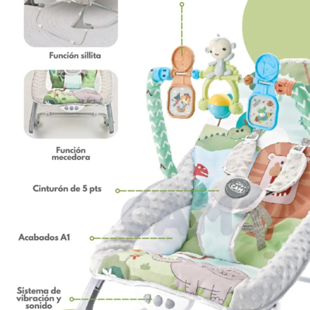 CAM - Silla mecedora de bebe Baby Bouncer Verde