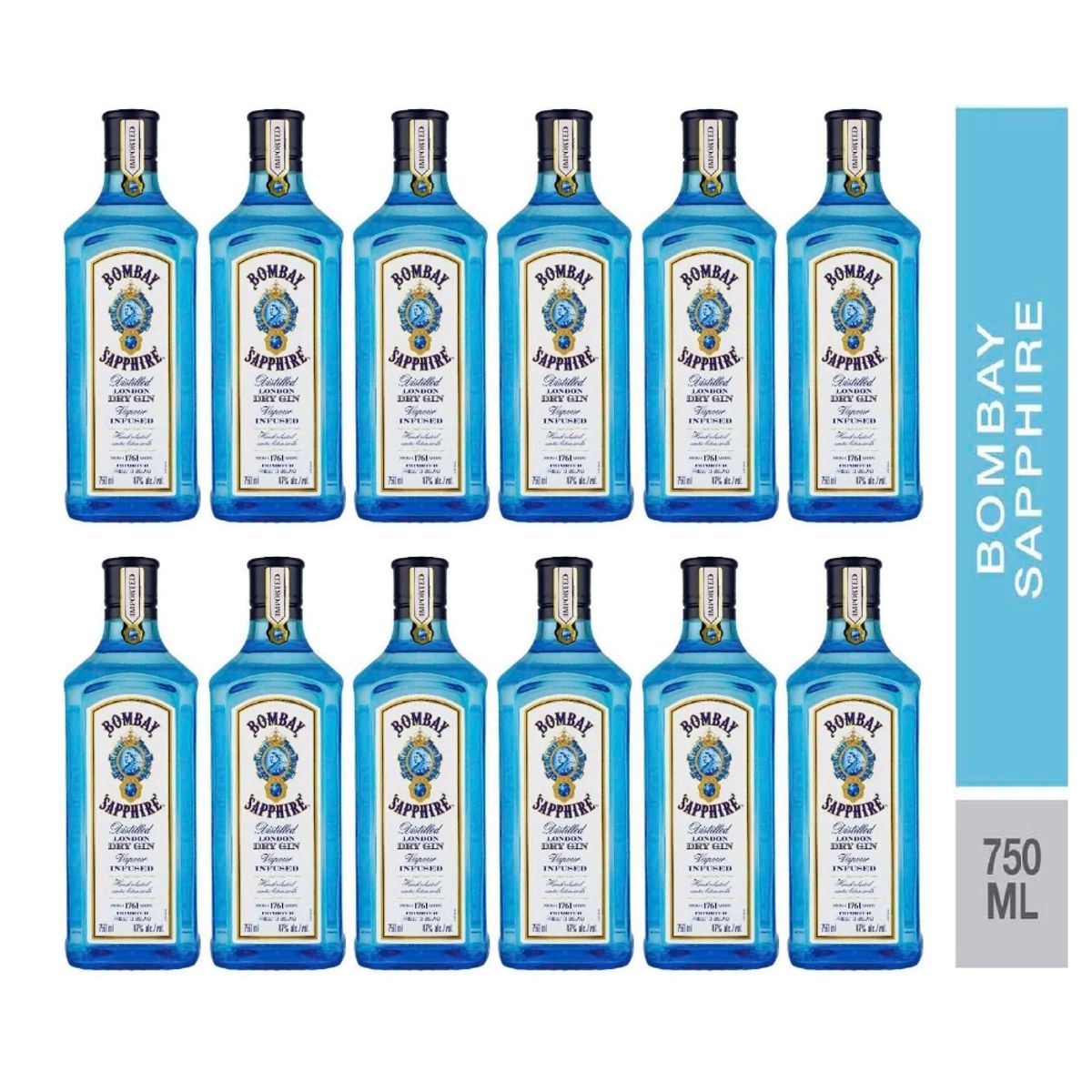 BOMBAY - GIN BOMBAY SAPPHIRE 750ML - 12 UND