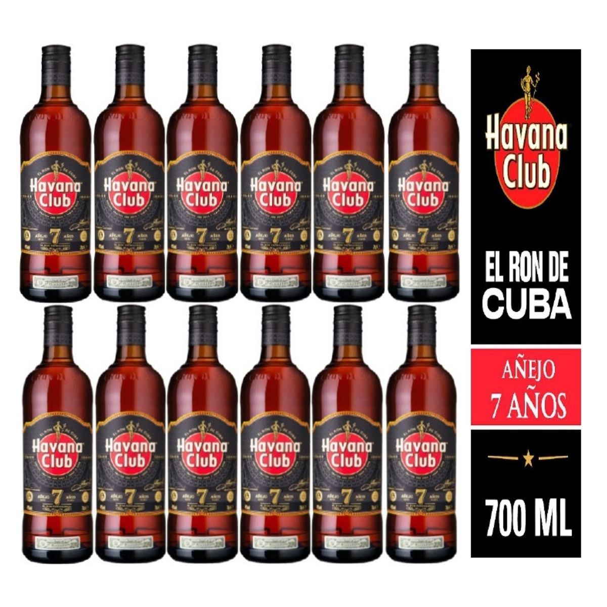 HAVANA CLUB - Ron Havana Club 7 Años 700 ML - 12 UND