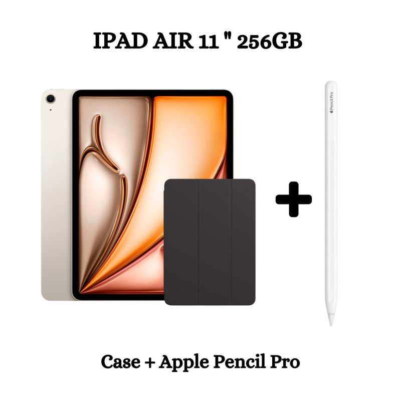 APPLE - Apple iPad Air 11 Wifi Chip M2 256GB - Starlight + Case + Apple Pencil Pro.