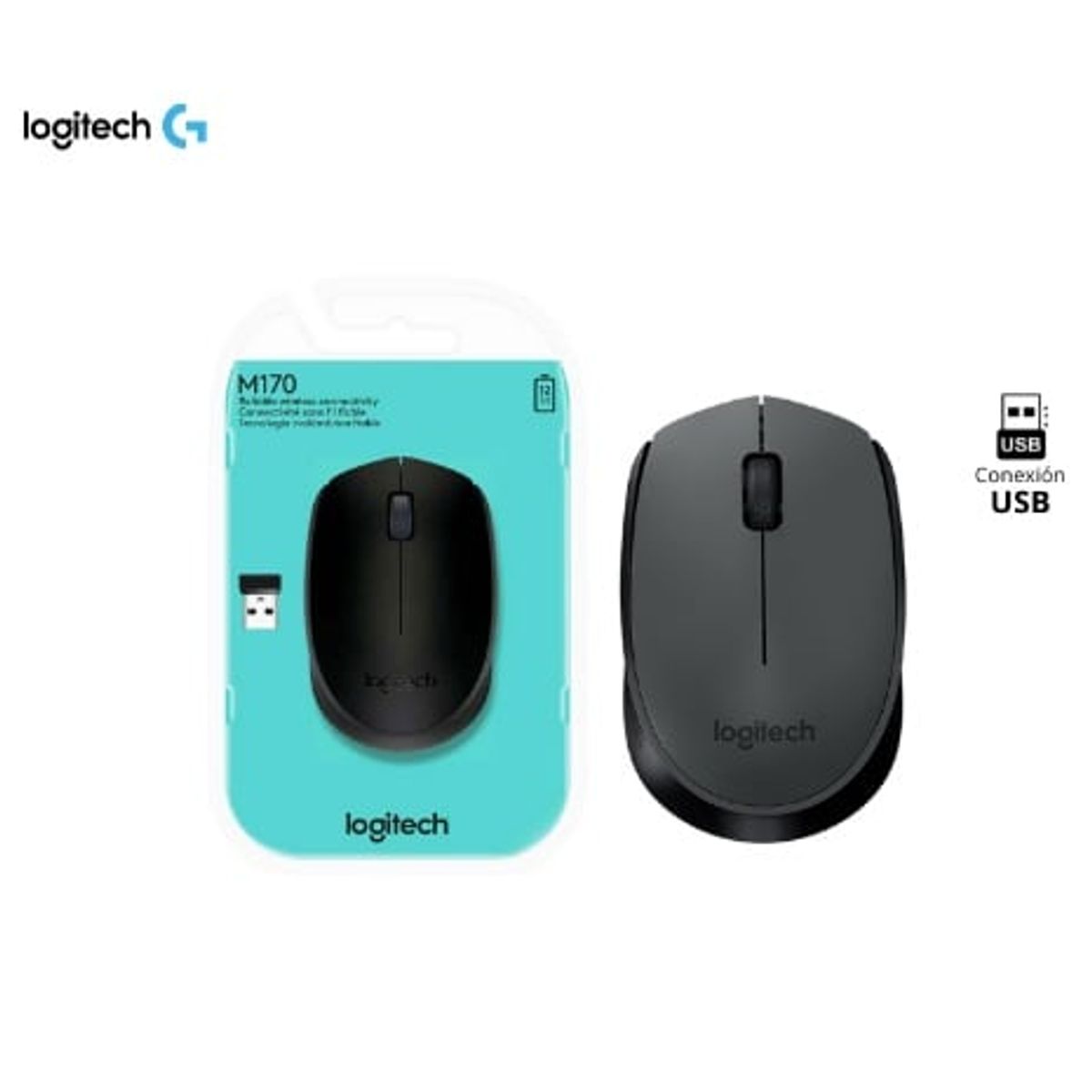 LOGITECH - Mouse logitech inalámbrico m170 usb negro