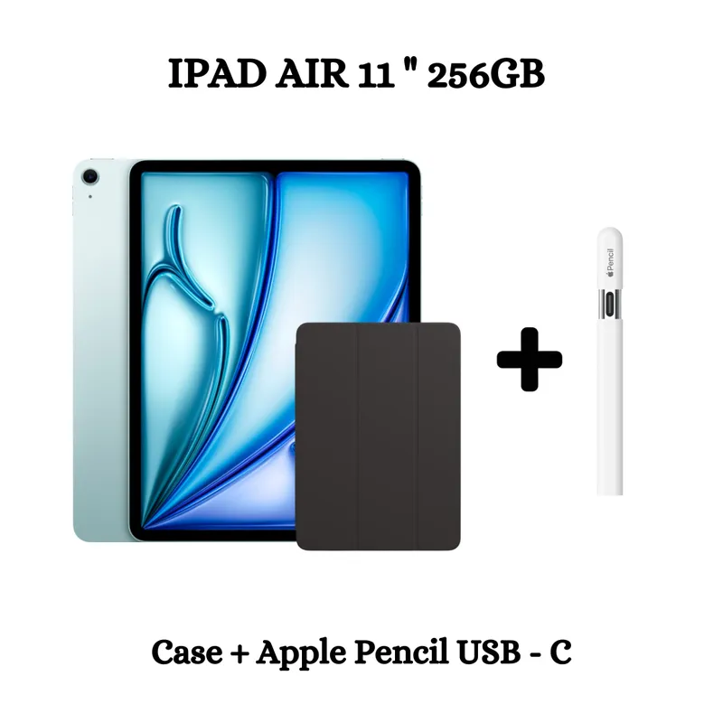 APPLE - Apple iPad Air 11 Wifi Chip M2 256GB - Blue + Case + Apple Pencil USB - C