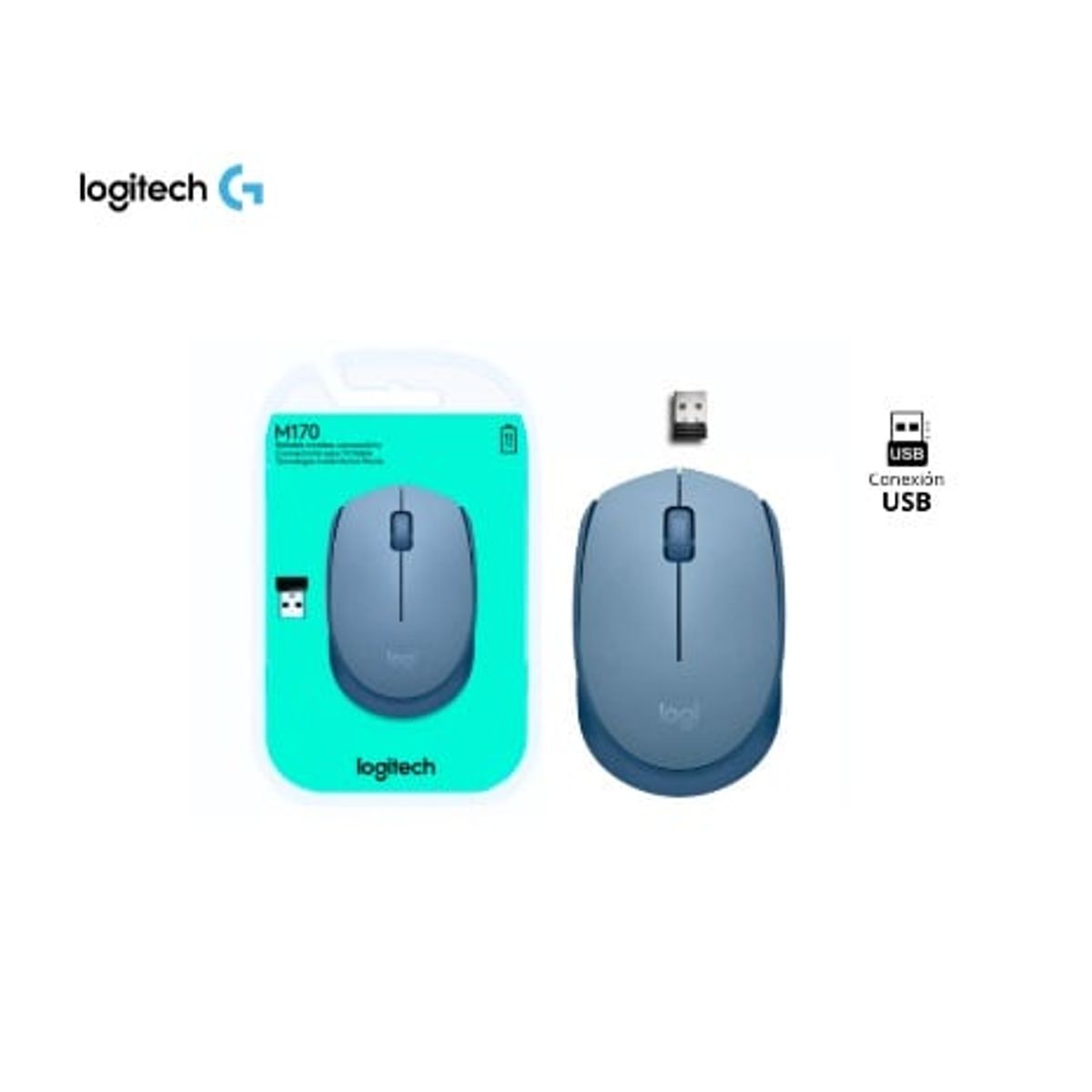 LOGITECH - MOUSE LOGITECH OPTICO M170 WIRELESS BLUEGRAY AZUL-GRIS