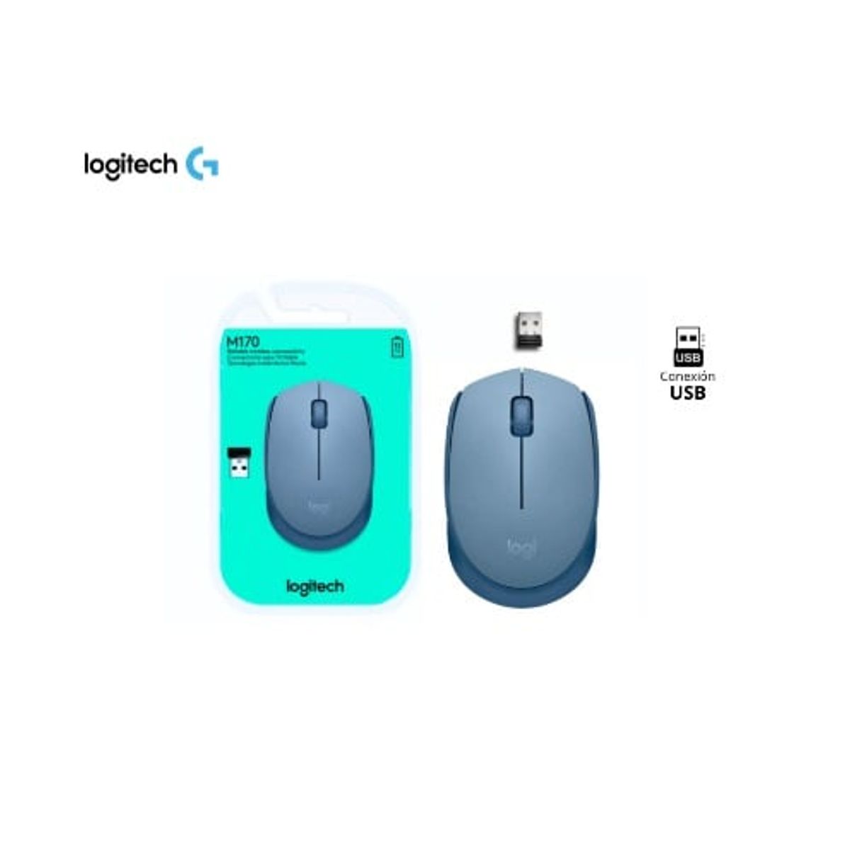 LOGITECH - MOUSE LOGITECH OPTICO M170 WIRELESS BLUEGRAY AZUL-GRIS