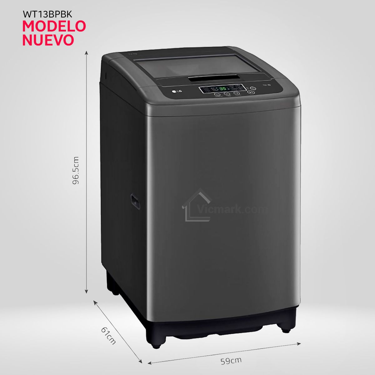 LG - Lavadora LG 13kg Smart Motion Carga Superior WT13BPBK - Negro Claro