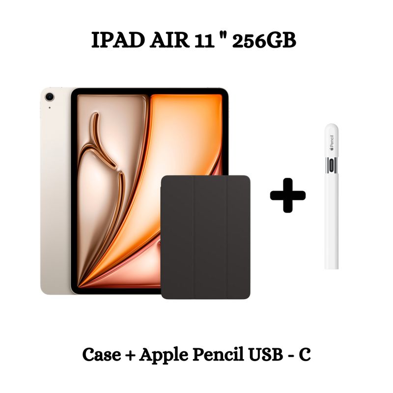APPLE - Apple iPad Air 11 Wifi Chip M2 256GB - Starlight + Case + Apple Pencil USB - C.
