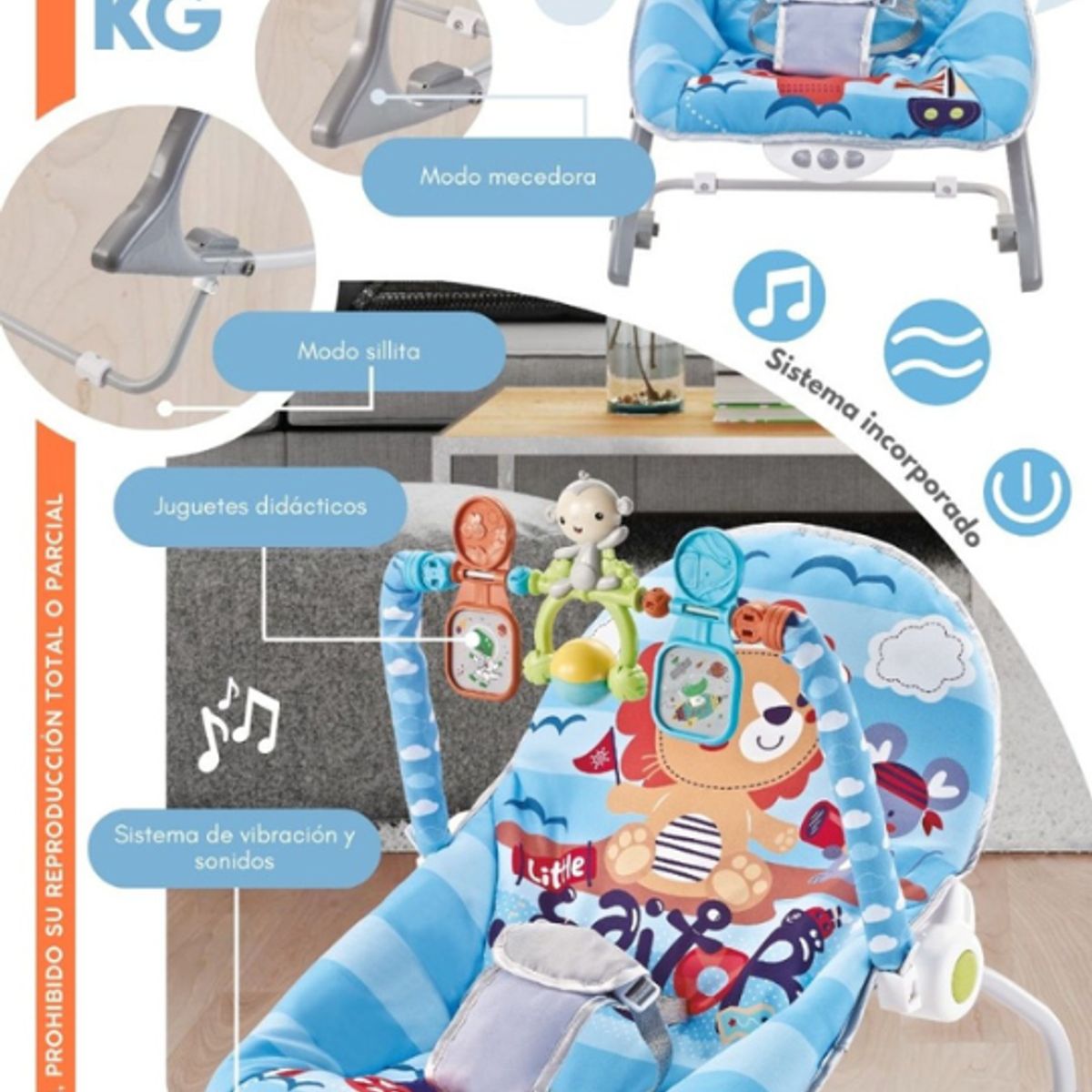 CAM - Mecedora de Bebe Multifuncion Azul