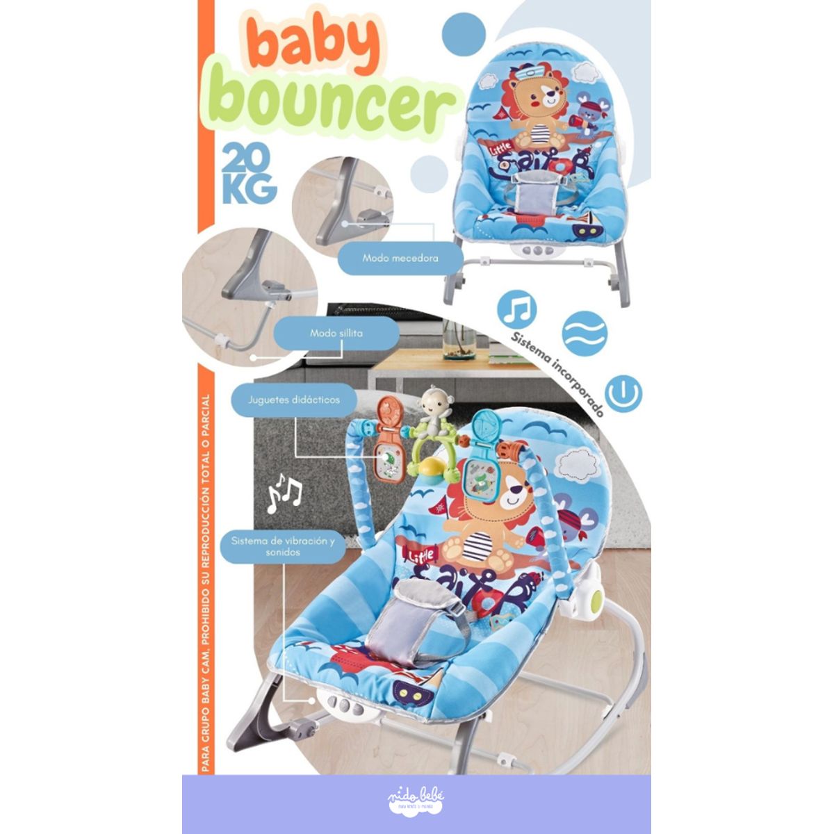 CAM - Mecedora de Bebe Multifuncion Azul