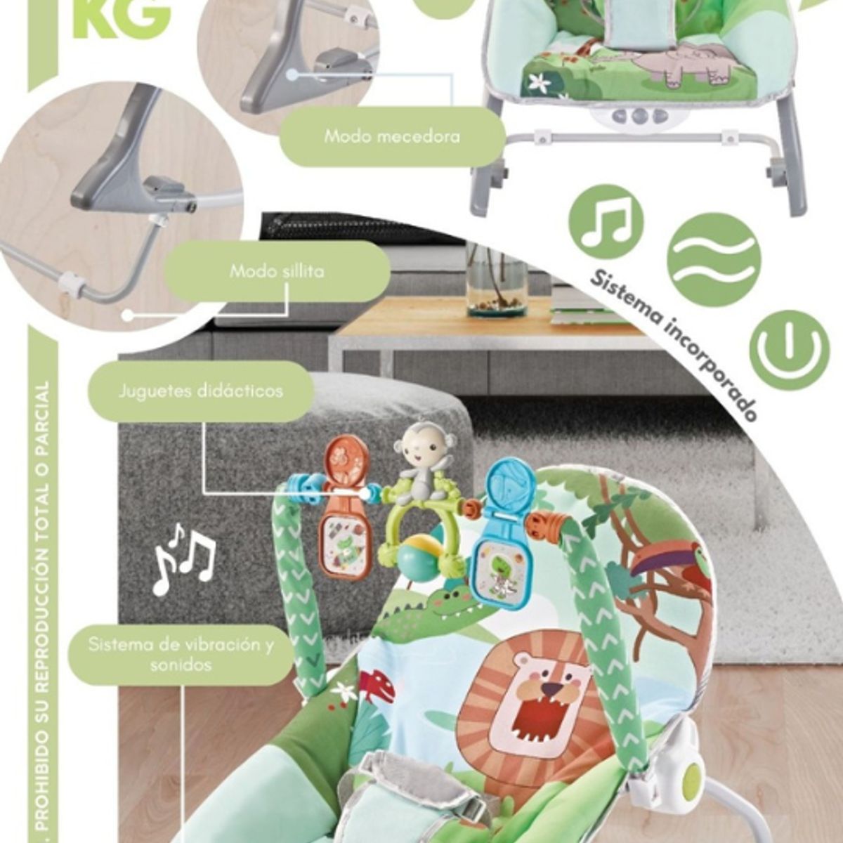 CAM - Mecedora de Bebe Multifuncion Verde