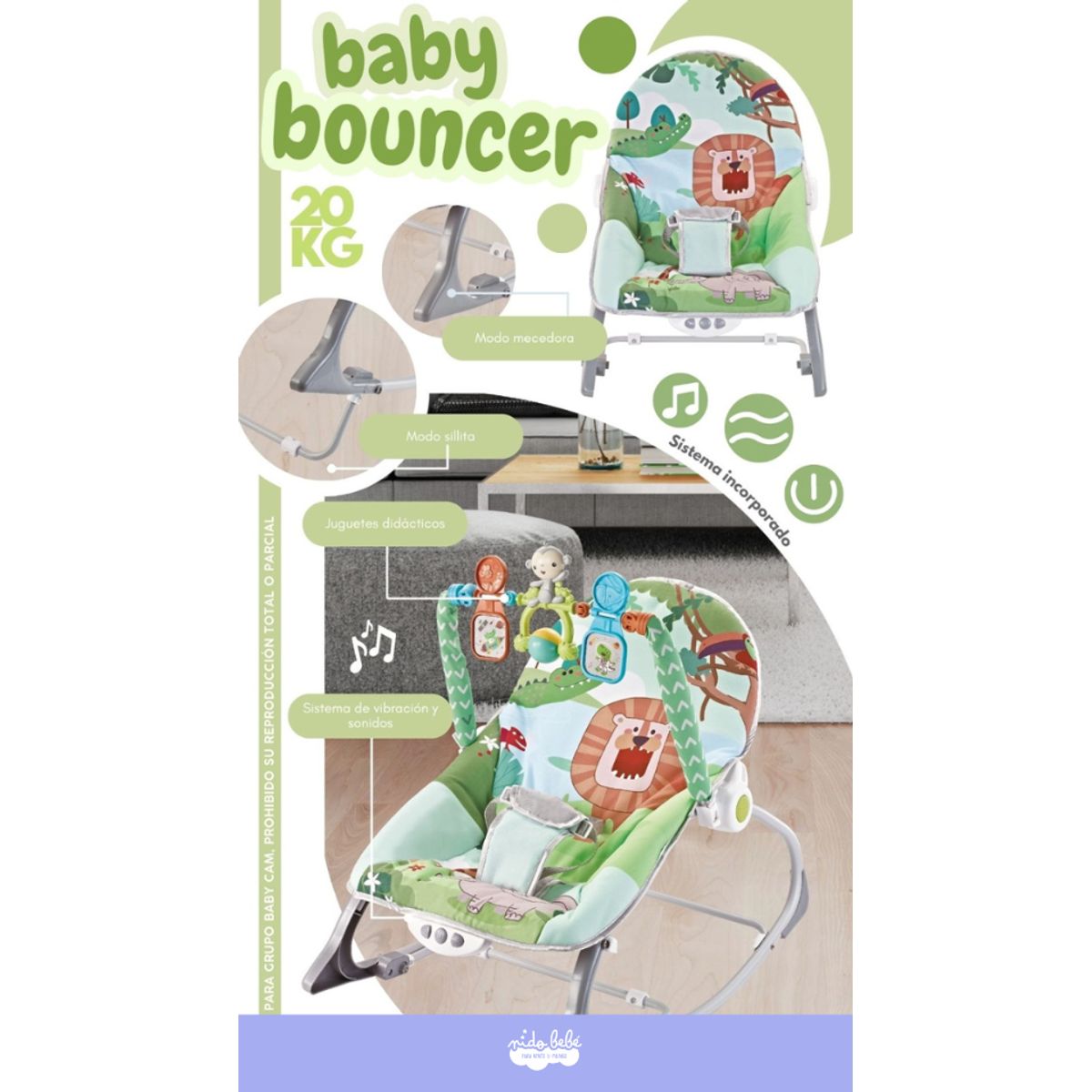 CAM - Mecedora de Bebe Multifuncion Verde