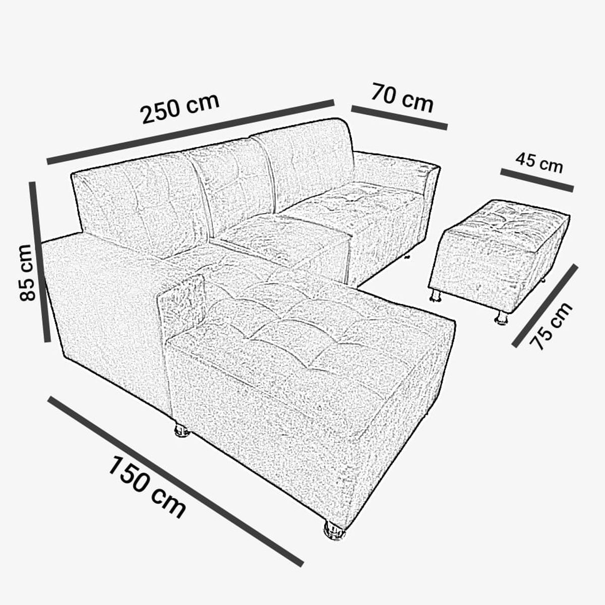 GENERICO - mueble seccional L-cama 3 cuerpos 1 banqueta 5 cojines de regalo