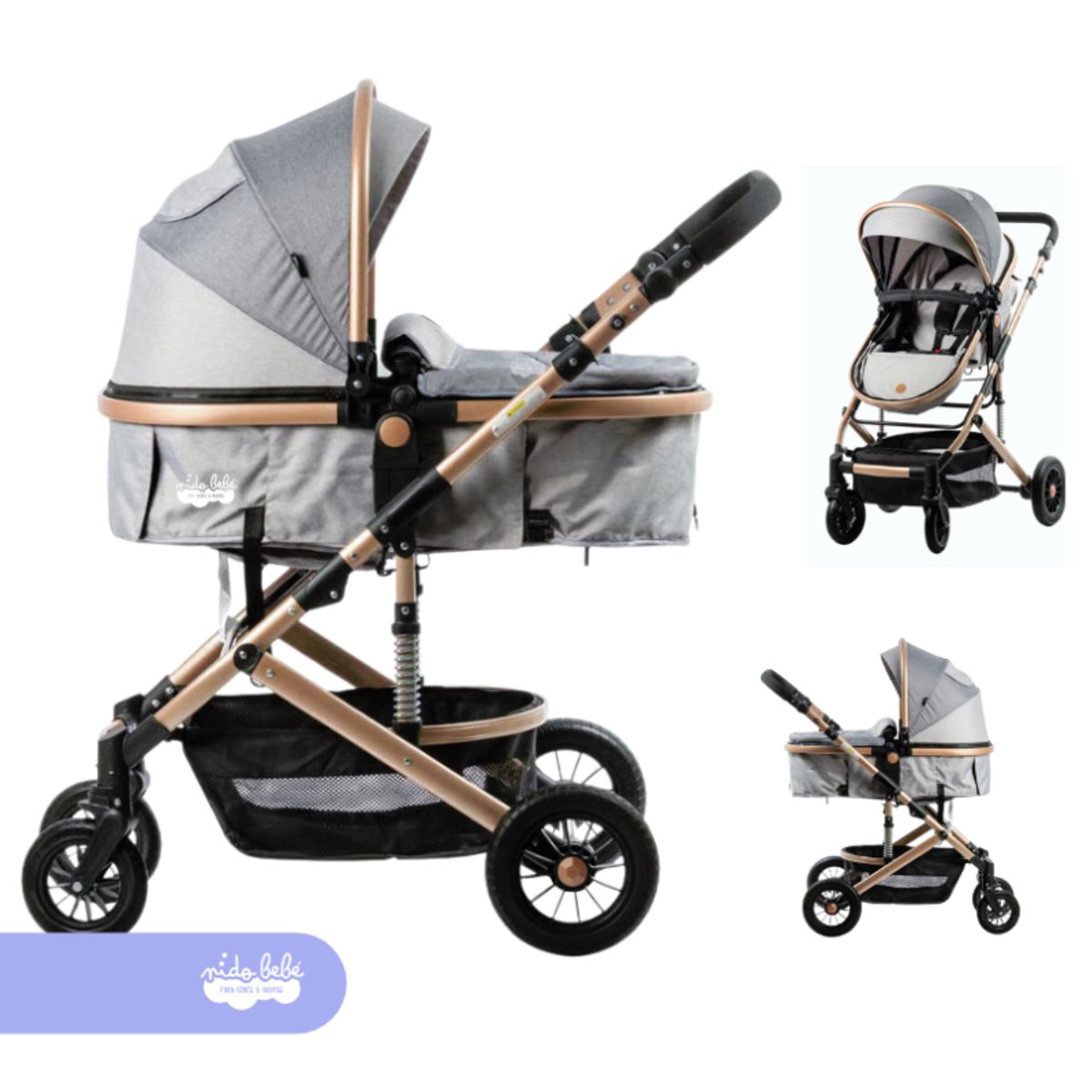 GENERICO - Coche Cuna Moisés de Lujo COMFORT PLOMO