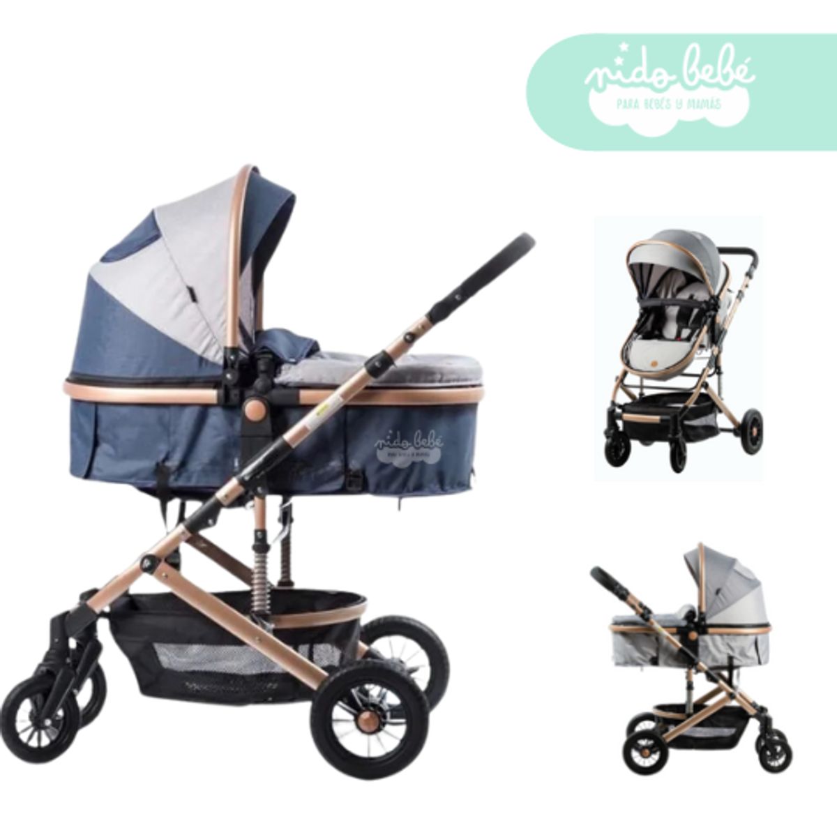 GENERICO - Coche Cuna Moisés de Lujo COMFORT AZUL