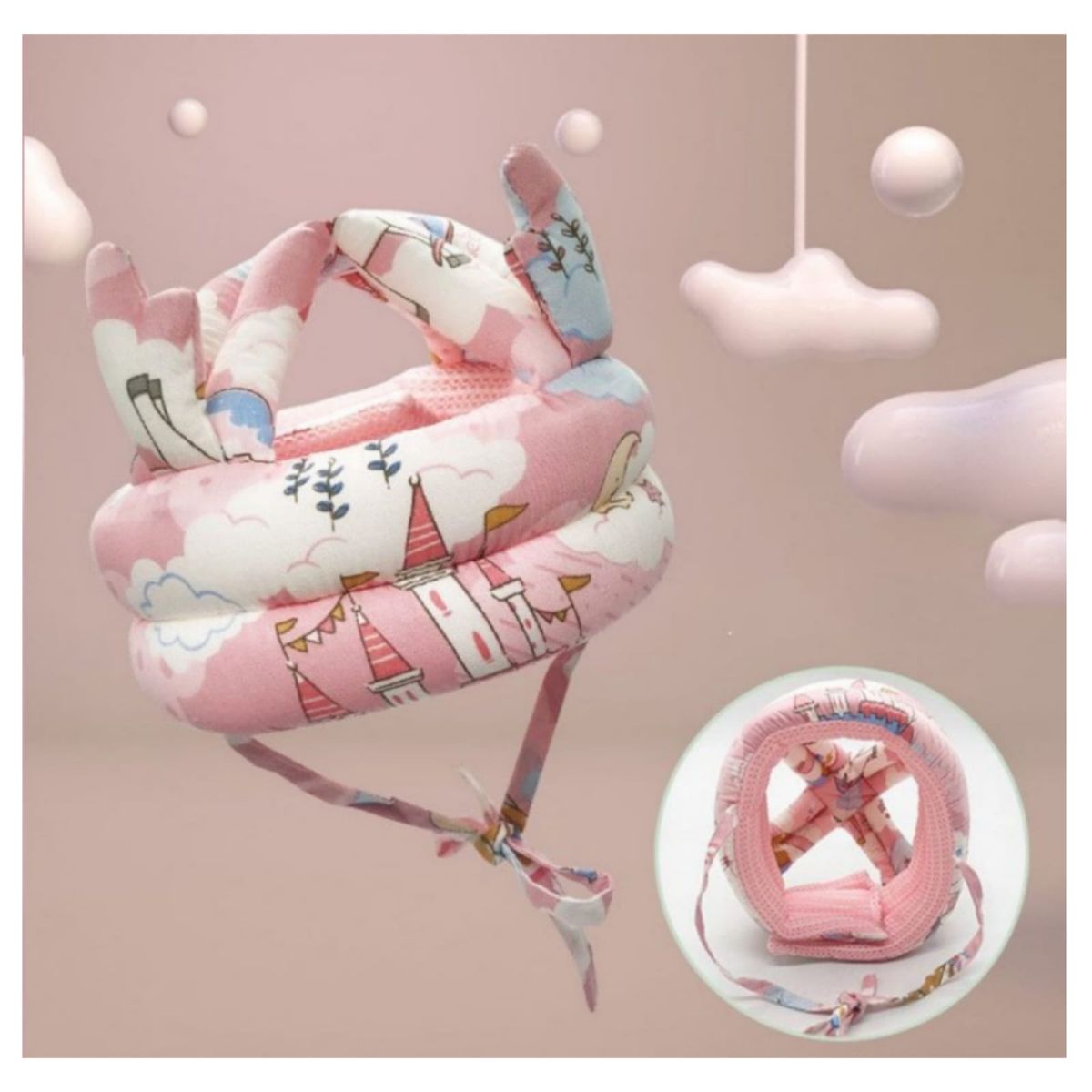 GENERICO - Gorro Protector Para Bebe ANTI GOLPES ROSADO