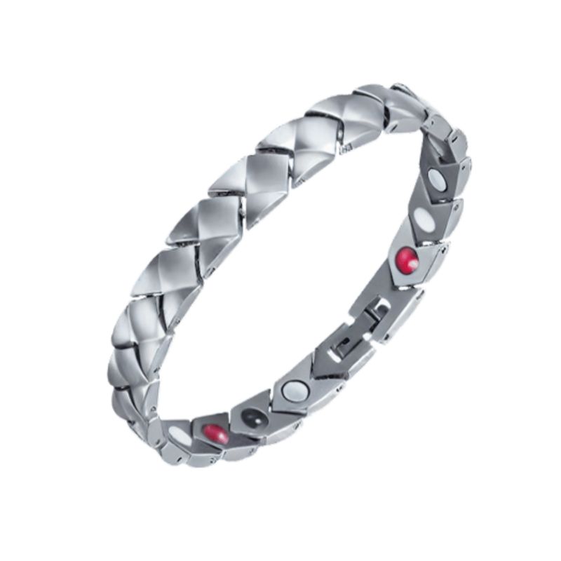 AFRODITA - Pulsera Magnética Saludable Titanio Plata Modelo YSB-146