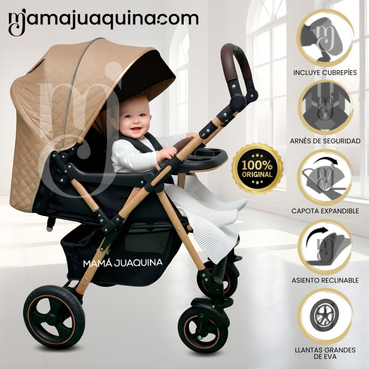 BABY - Coche Cuna de Lujo «GENTIEN» Edición Limitada Beige