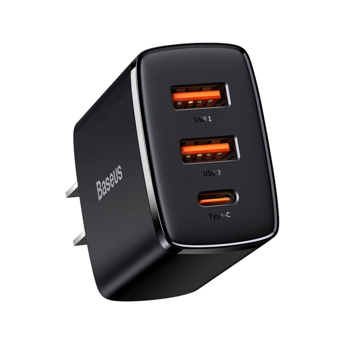 BASEUS - Cargador Rápido USBx2 Y USB-C 30W Negro Baseus
