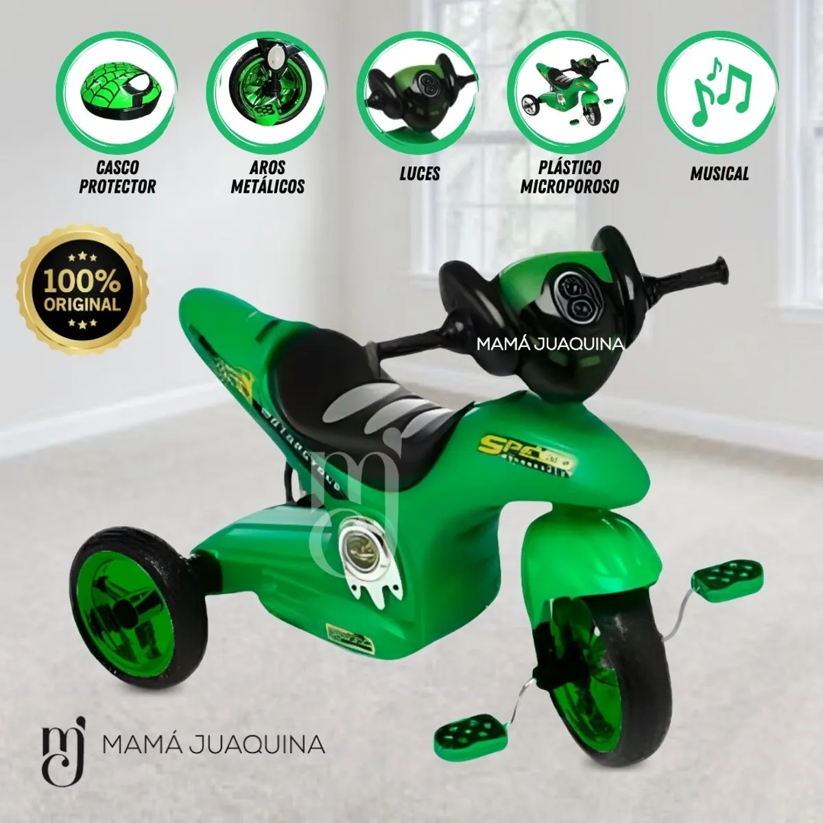Baby - Trimoto a Pedal para Niños Musical «SERVANN» Green