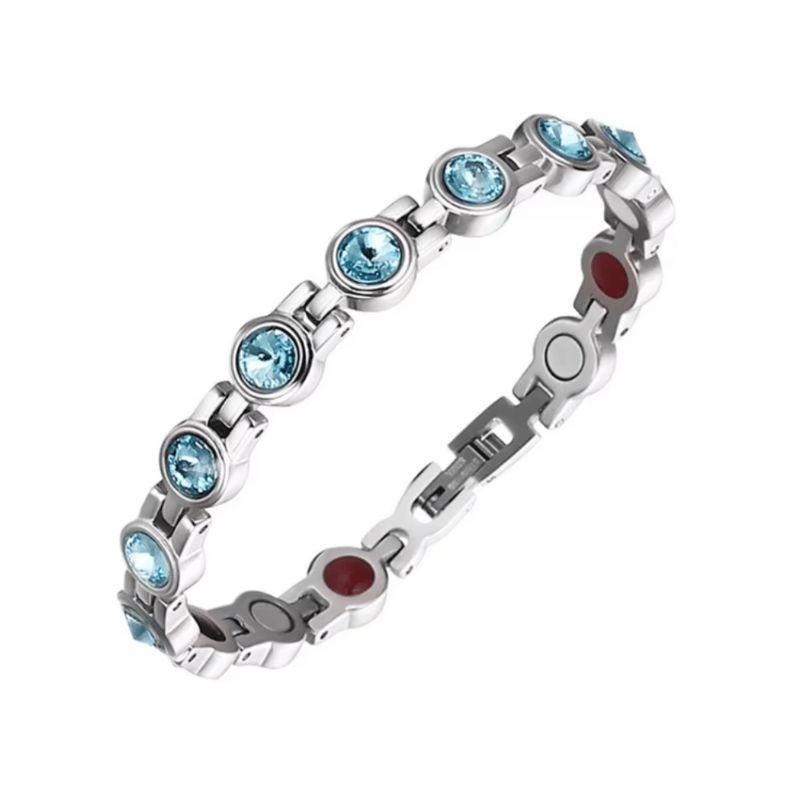 AFRODITA - Pulsera Magnética Saludable Con Brillantes de Swarovski Light Blue