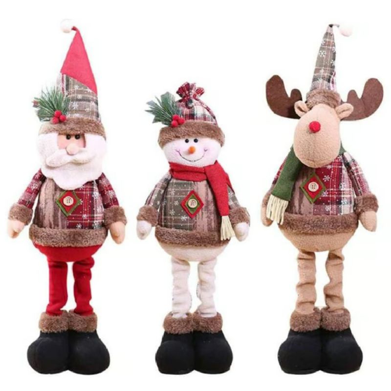 GENERICO - 3 Patilargos Papa Noel,muñeco De Nieve Y Renos