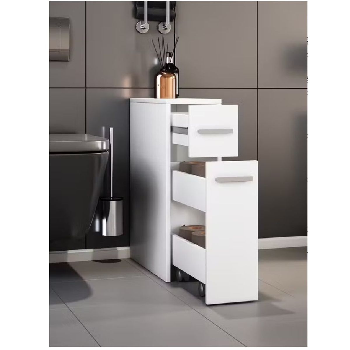 GENERICO - Mueble Auxiliar de Baño Moderno Georgia con Ruedas R&R MUEBLES