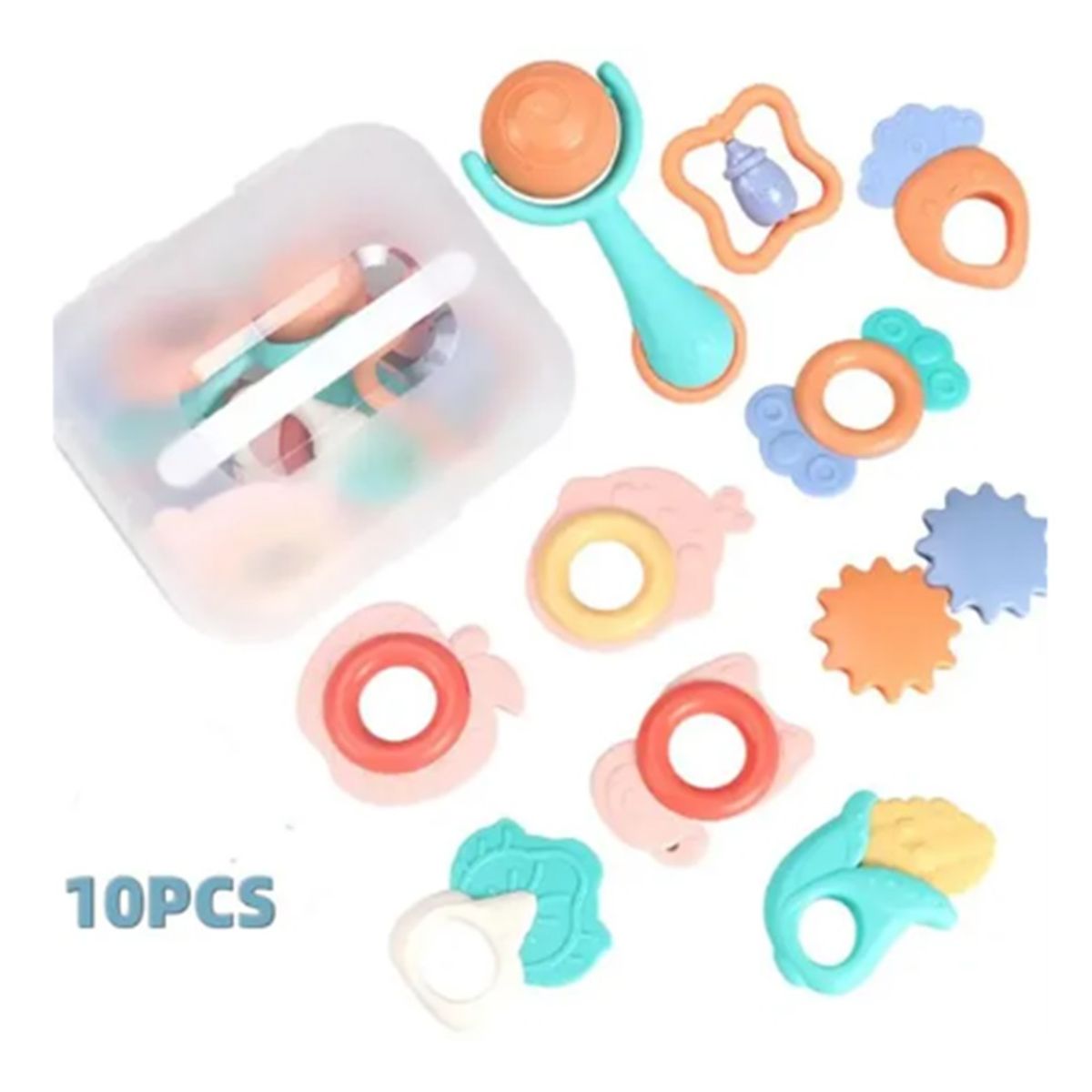 GENERICO - Set de sonaja y mordederas x 10 - Multicolor