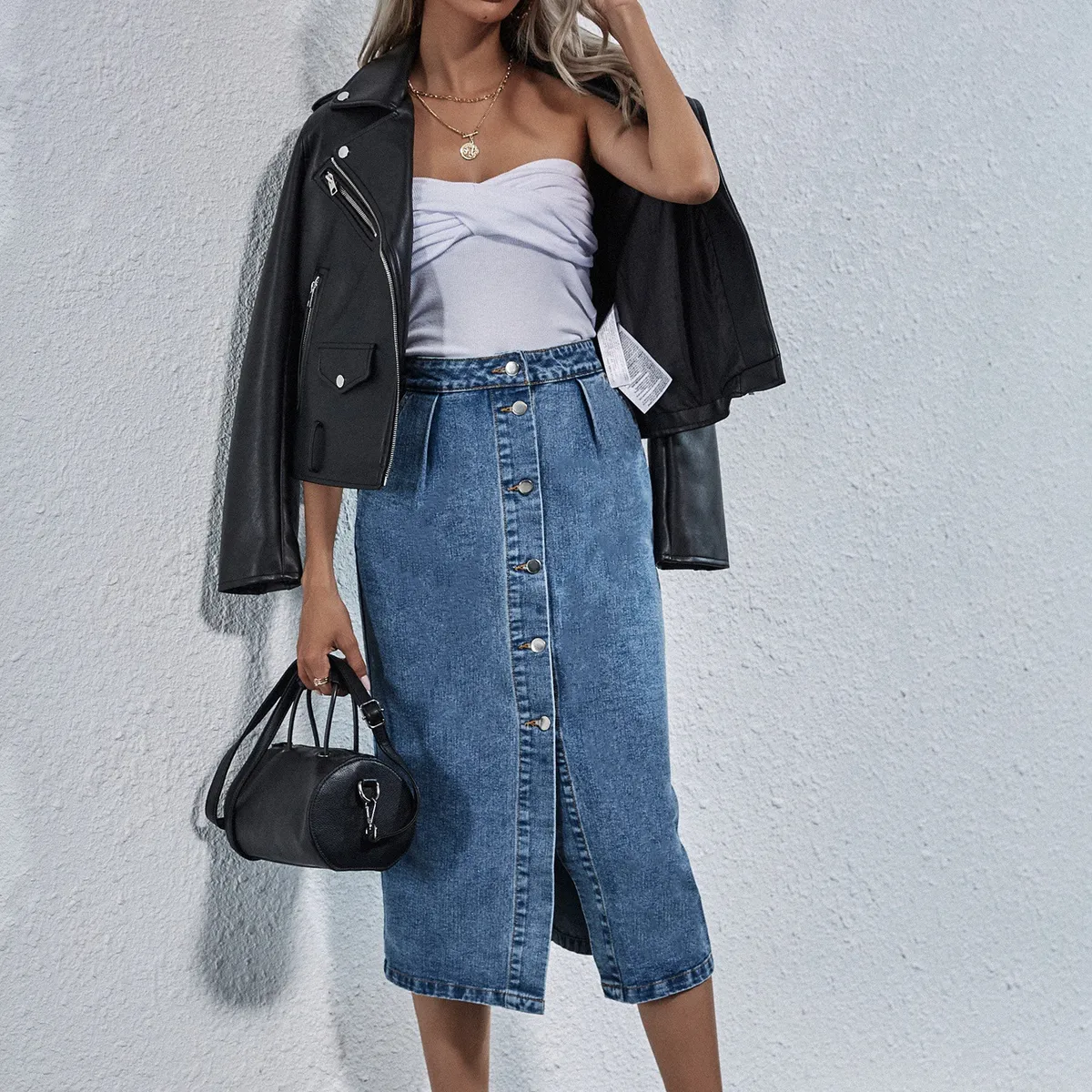 BLWOENS - Falda Jeans Mujer - Azul