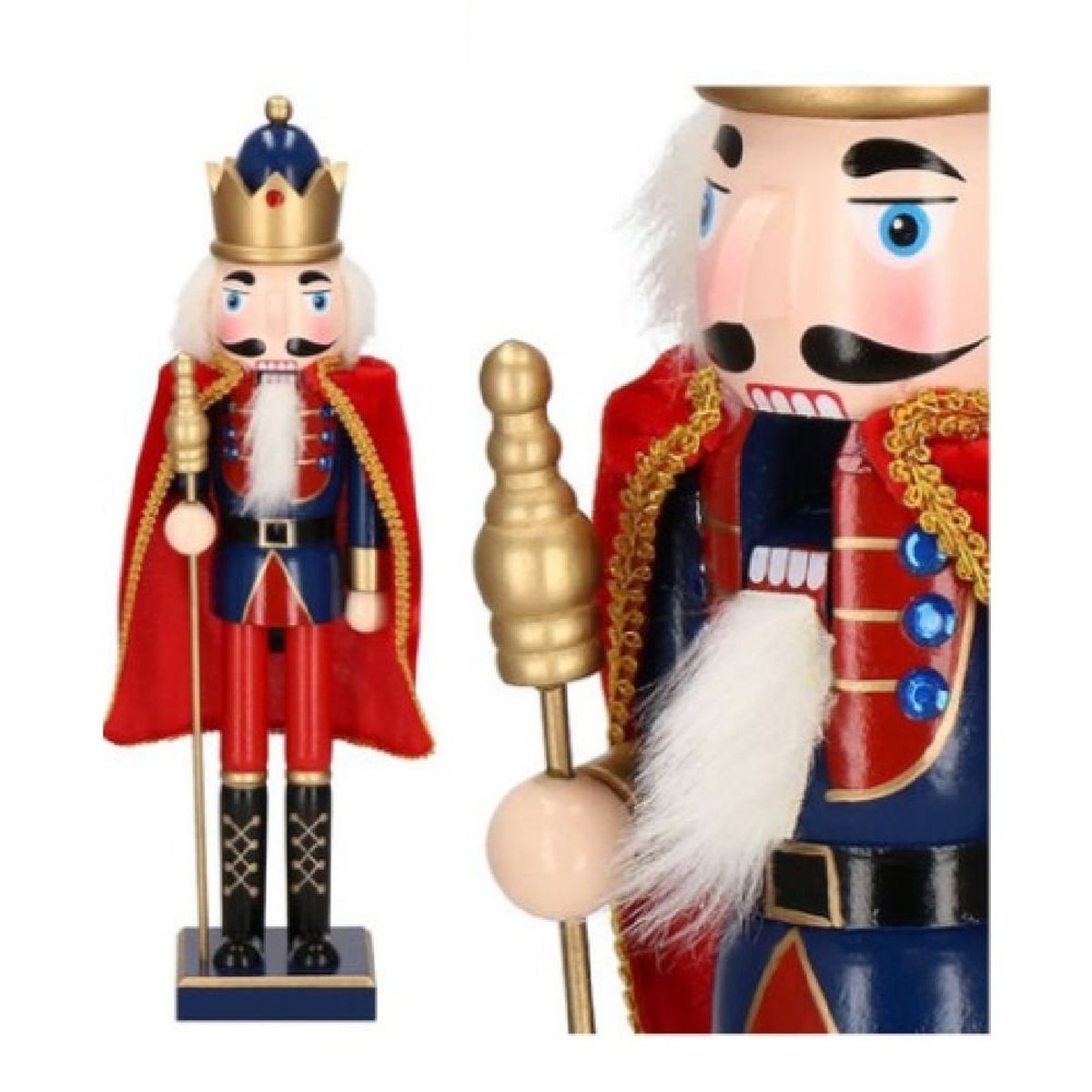 GENERICO - Cascanueces de Madera Navidad Rey con Cetro 61cm Capa