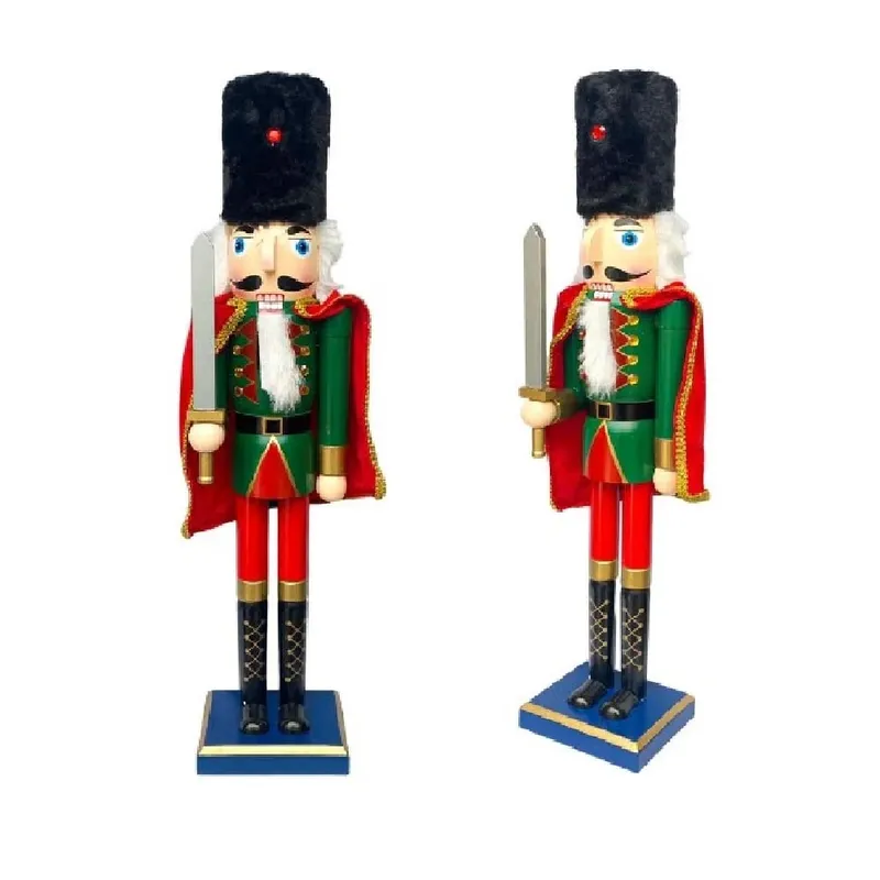 GENERICO - Cascanueces de Madera Navidad Soldado Espada 61cm Capa