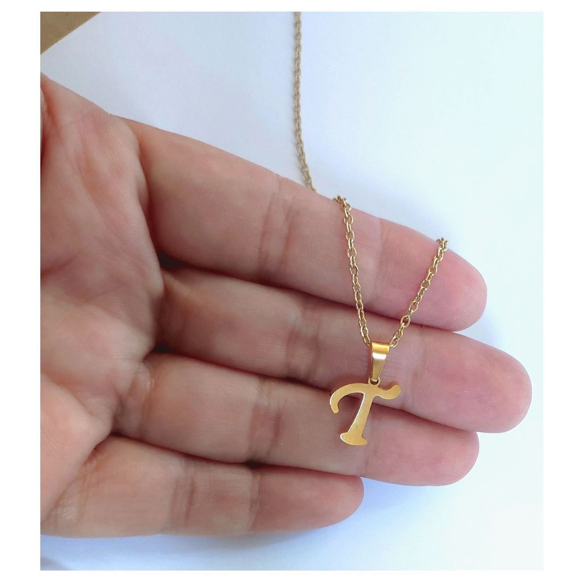 OEM - Collar Mujer Letra T Inicial Fino Acero Inoxidable x SAN VALENTIN