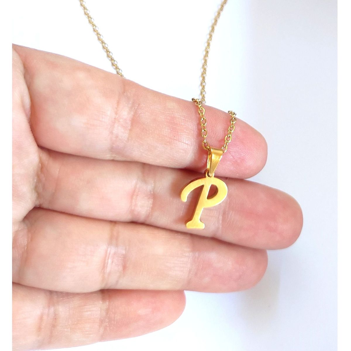 OEM - Collar Mujer Letra P Inicial Fino Acero Inoxidable x SAN VALENTIN