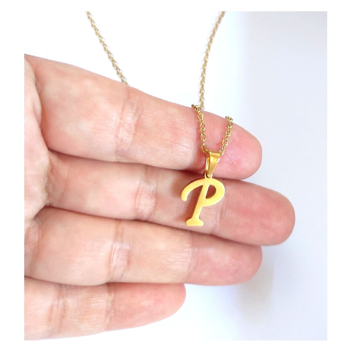 OEM - Collar Mujer Letra P Inicial Fino Acero Inoxidable x SAN VALENTIN