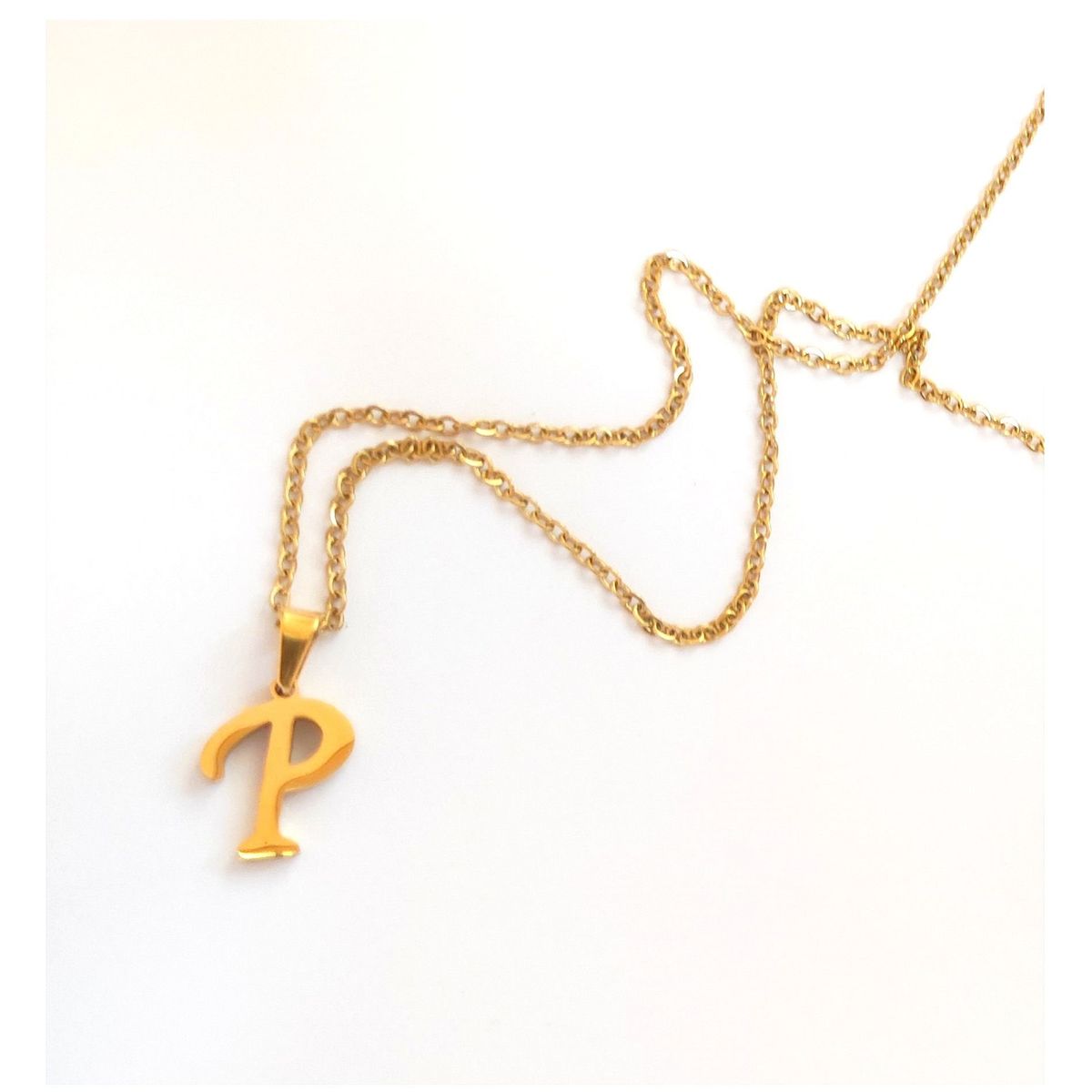 OEM - Collar Mujer Letra P Inicial Fino Acero Inoxidable x SAN VALENTIN