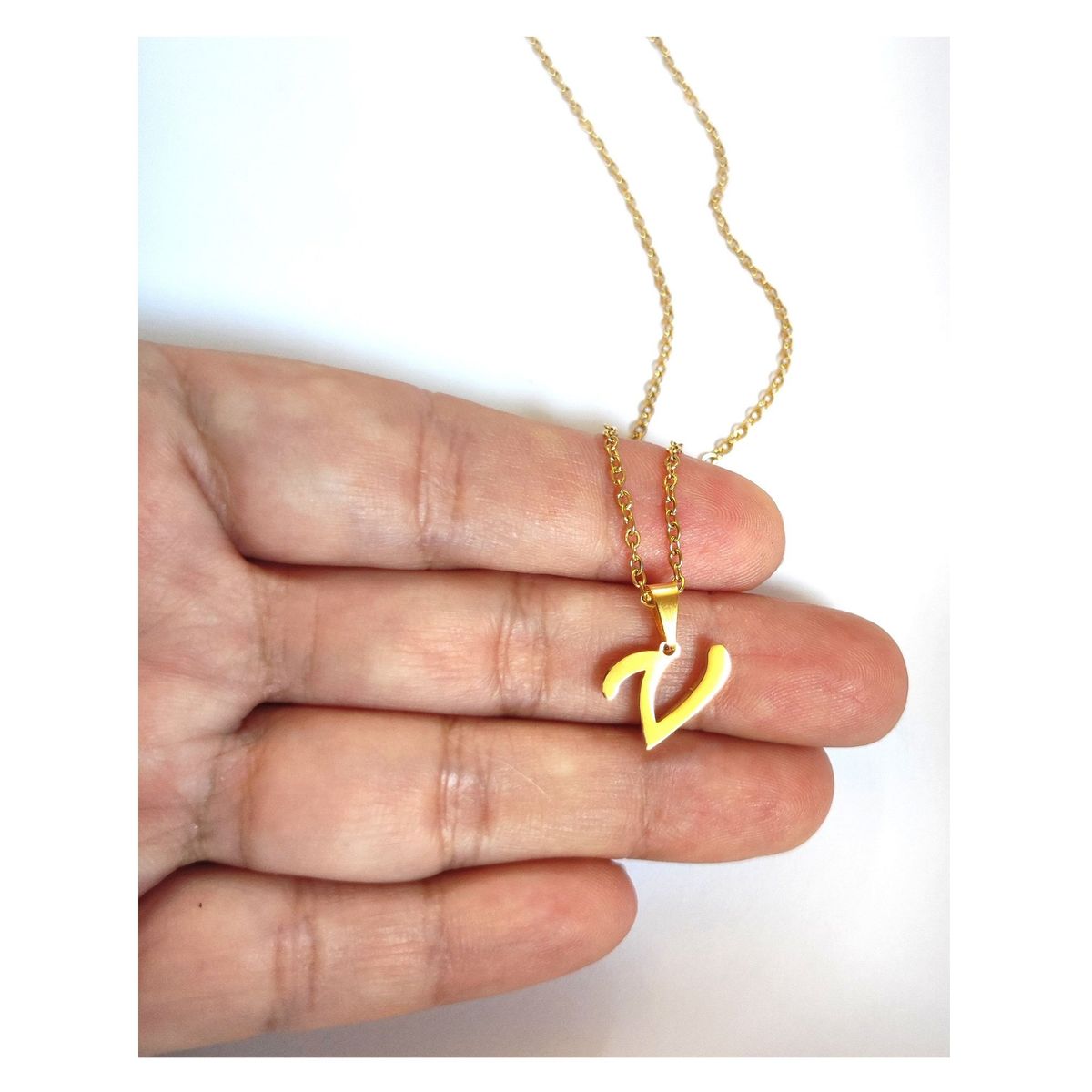 OEM - Collar Mujer Letra V Inicial Fino Acero Inoxidable x SAN VALENTIN