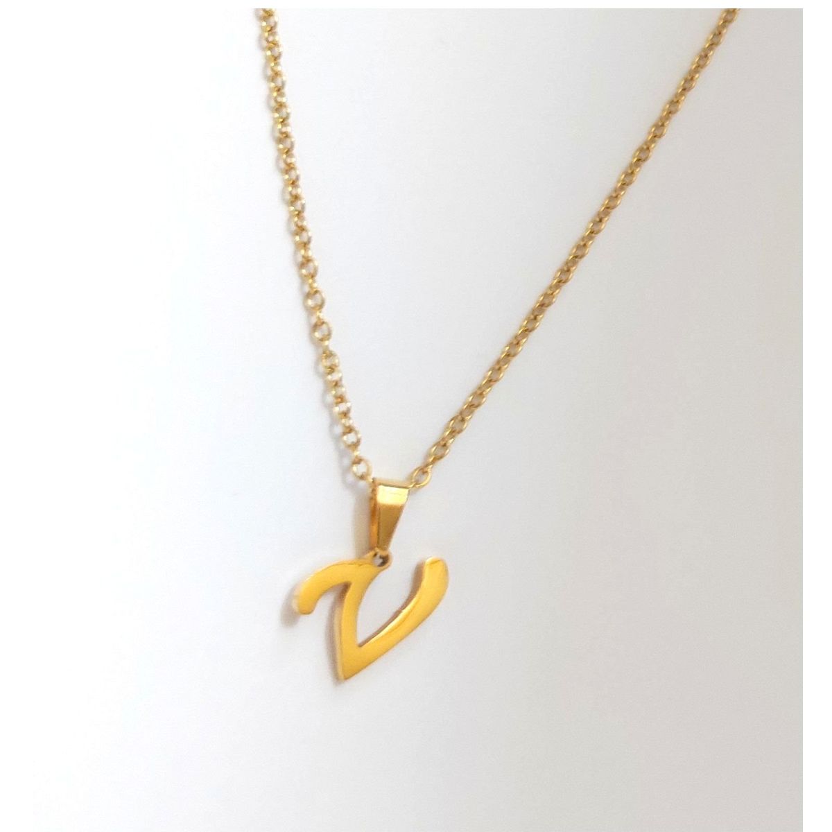 OEM - Collar Mujer Letra V Inicial Fino Acero Inoxidable x SAN VALENTIN