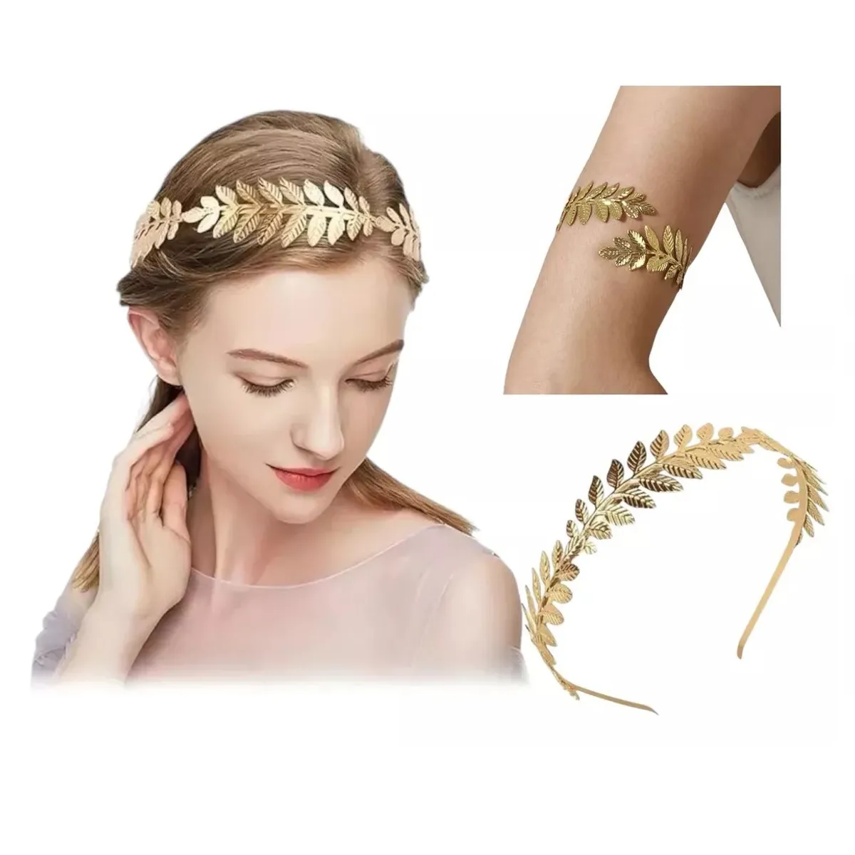 GENERICO - Set vincha y brazalete diosa griega disfraz Halloween