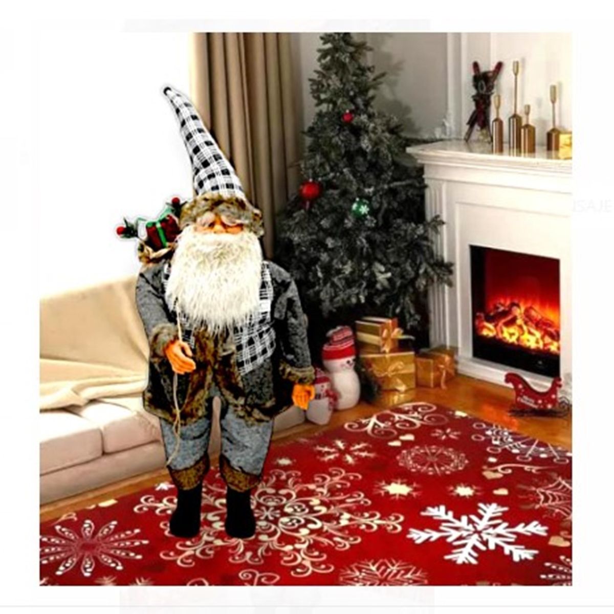 GENERICO - PAPA NOEL 95 CM MUSICAL ESTATICO TRAJE GRIS A1